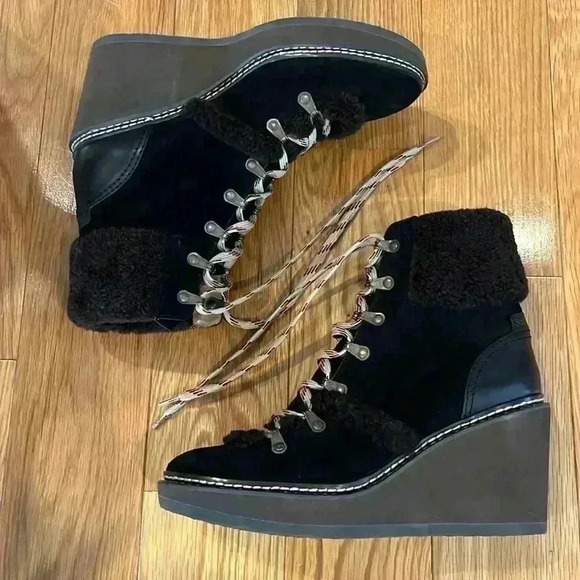 See By Chloe Women's Suede Shearling Trim Ankle Boots Size 41 - Picture 6 of 11